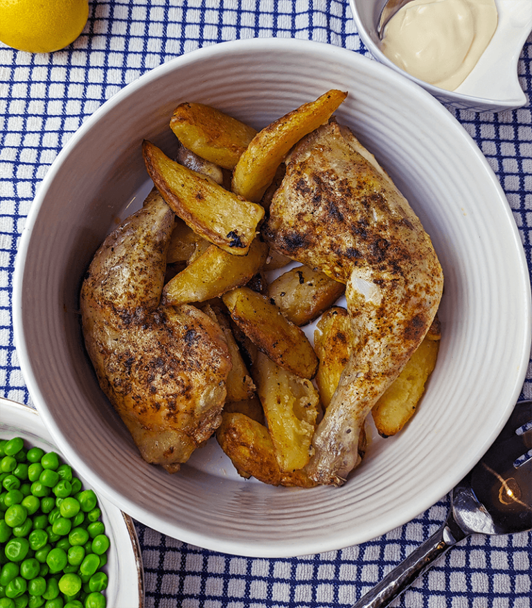 Roasted Lemon, Garlic Paprika Chicken Legs and Wedges