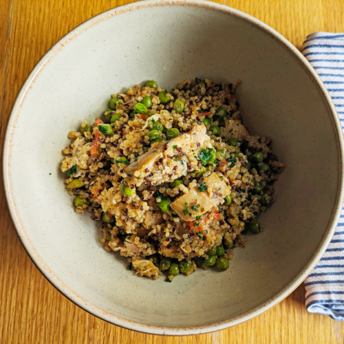 Mackerel Quinoa in a bowl